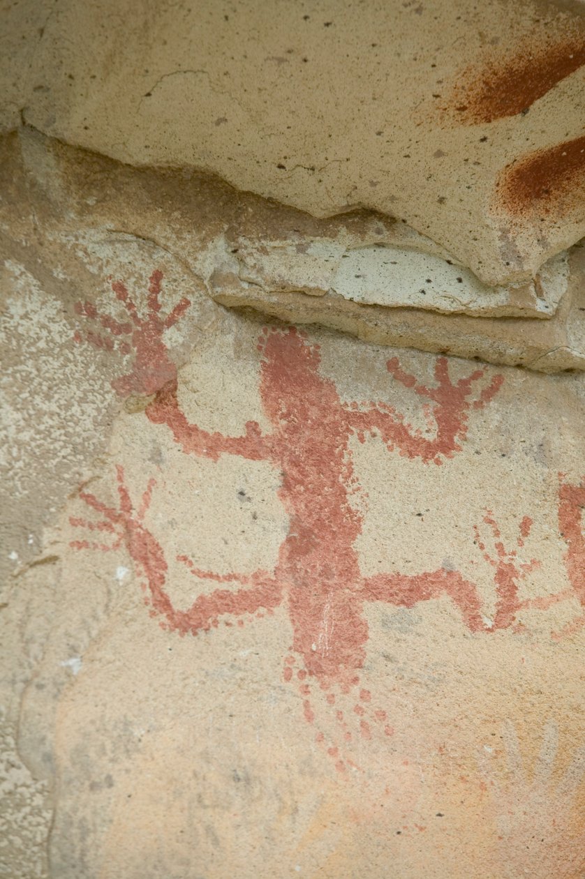 Arjantin, Patagonya, Cueva de las Manos, kertenkelenin ilkel mağara resmi by Unknown