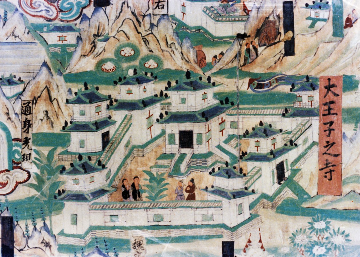 Wutai Dağı (Wutaishan) Haritasının Detayı, Dunhuang Mağaraları