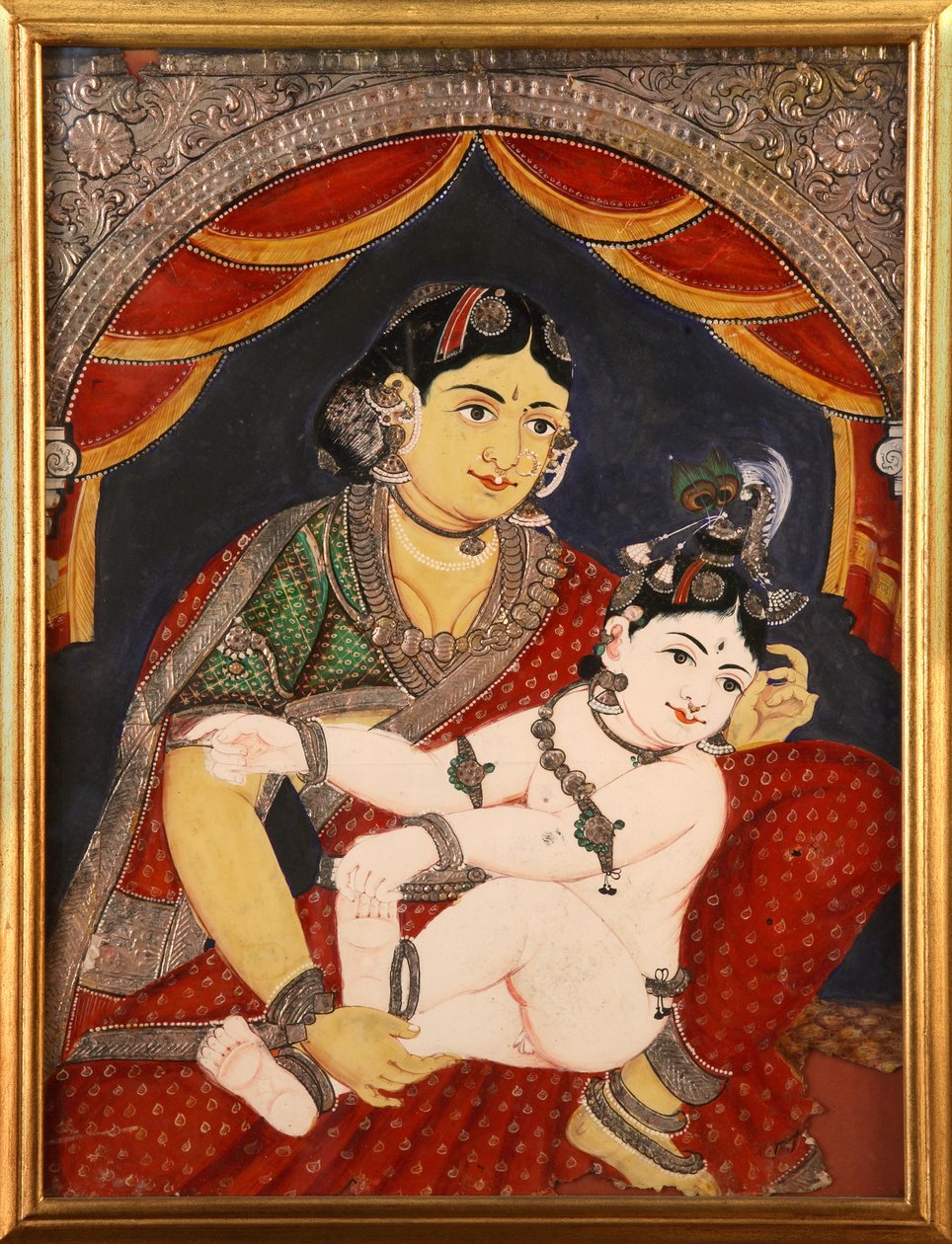 Krishna, Tanjore Resim Okulu 19. yüzyılın sonlarında. Tamil Nadu, Hindistan by Unknown