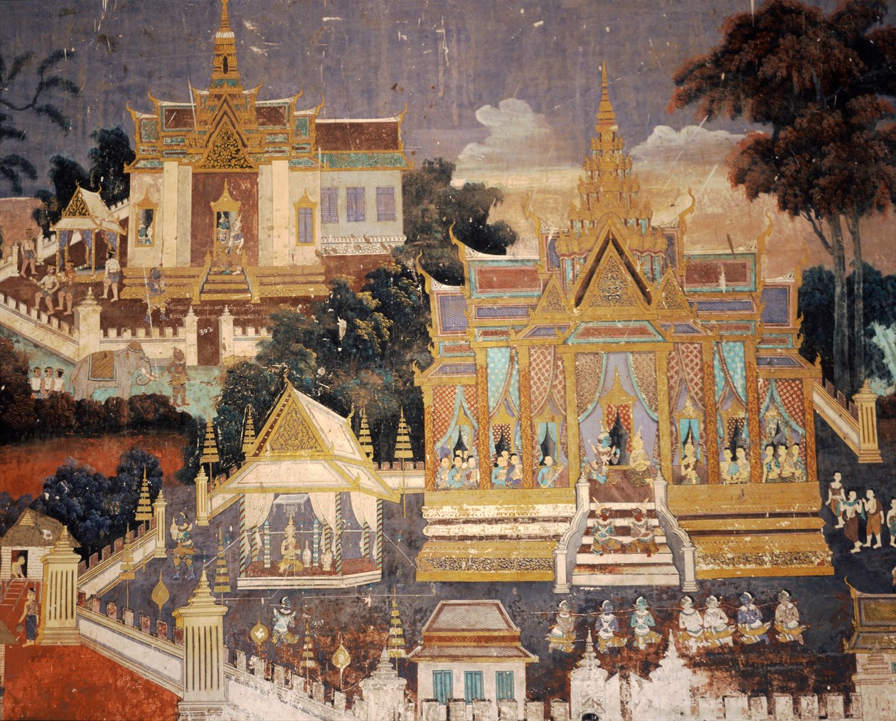 Kraliyet Sarayı Duvar Resmi, Phnom Penh, Kamboçya Tapınağın İçinde Gümüş Pagoda by Unknown