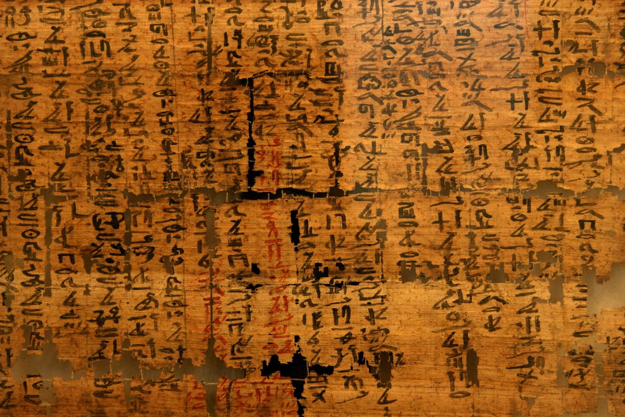 Papirüs bilinmiyor XII: Ramses III (MÖ 1976-1646) döneminde ortaya çıkan göz ağrıları için yılan ısırıklarına karşı ilaçları içeren belge. Torino Mısır Müzesi. by Unknown