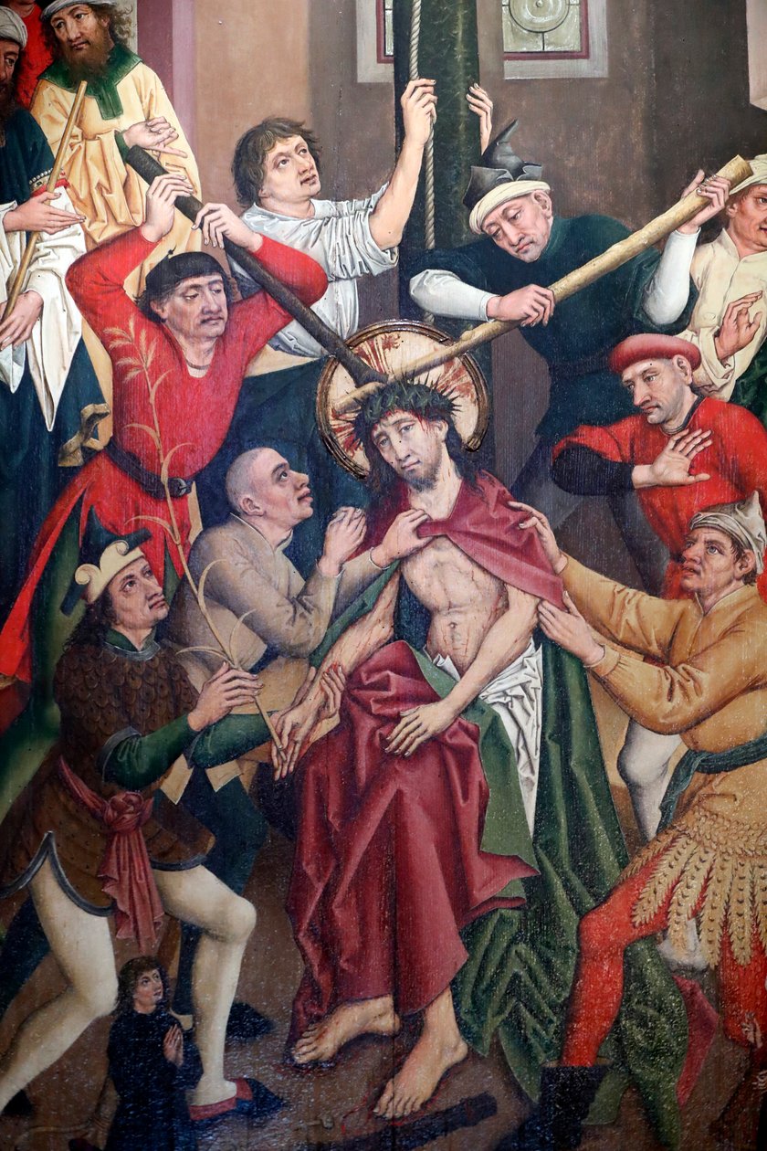 Saint-Pierre le Vieux Katolik Kilisesi, Tutkusundaki İsa, İsa kırbaçlanır ve dikenlerle taçlanır, Resim Henri Lutzelman 15. yüzyıl, Strasbourg, Fransa. by Unknown