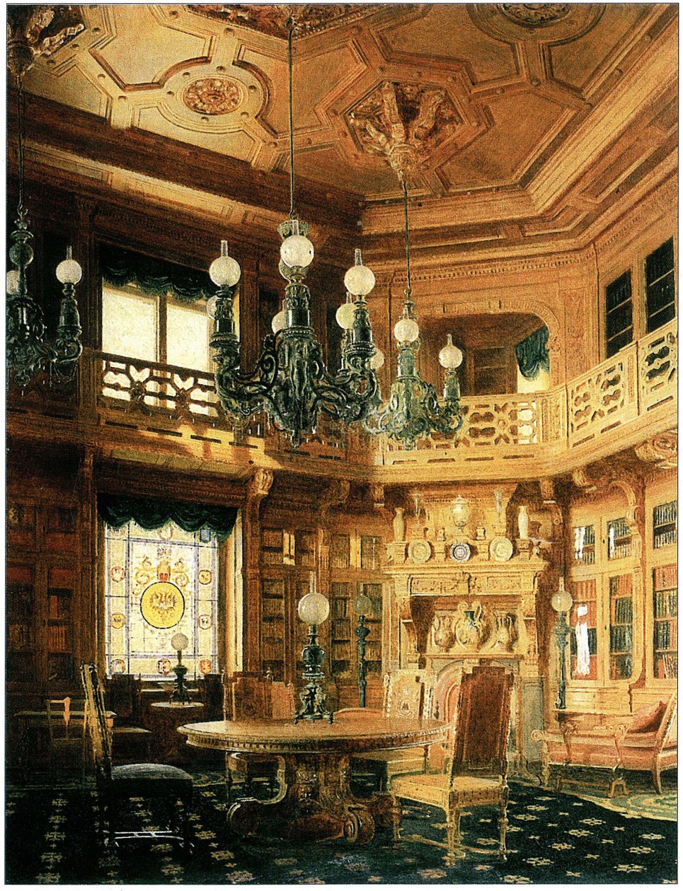 Anichkov Sarayı Kütüphanesi. 1869 tablosu by Бобров А.А.