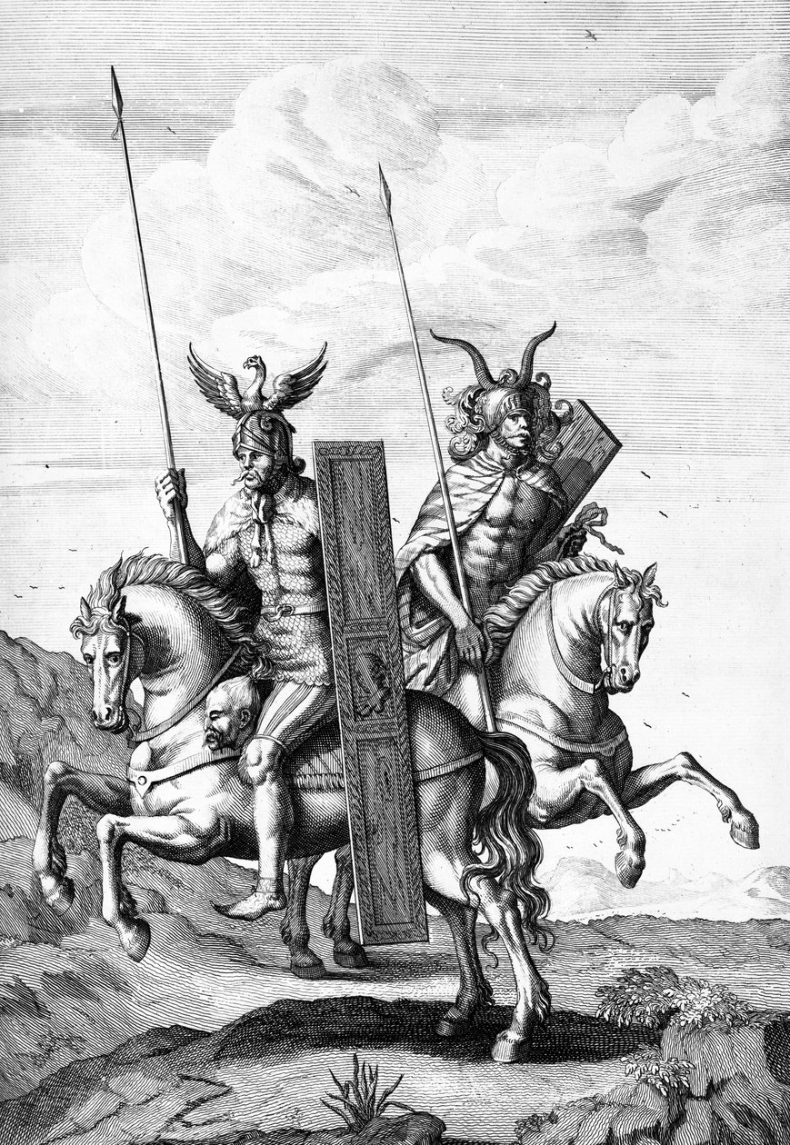 Miğferleri, Kalkanları ve Mızrakları ile Alman Askerleri, Cornelis Huyberts tarafından oyulmuş, William Duncan tarafından İngilizce