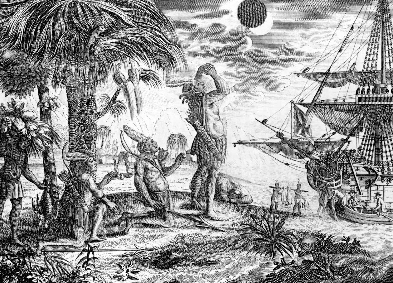 Kızılderililer, Columbus tarafından önceden bildirilen ay tutulması karşısında hayrete düştüler, Edward George Cavendish