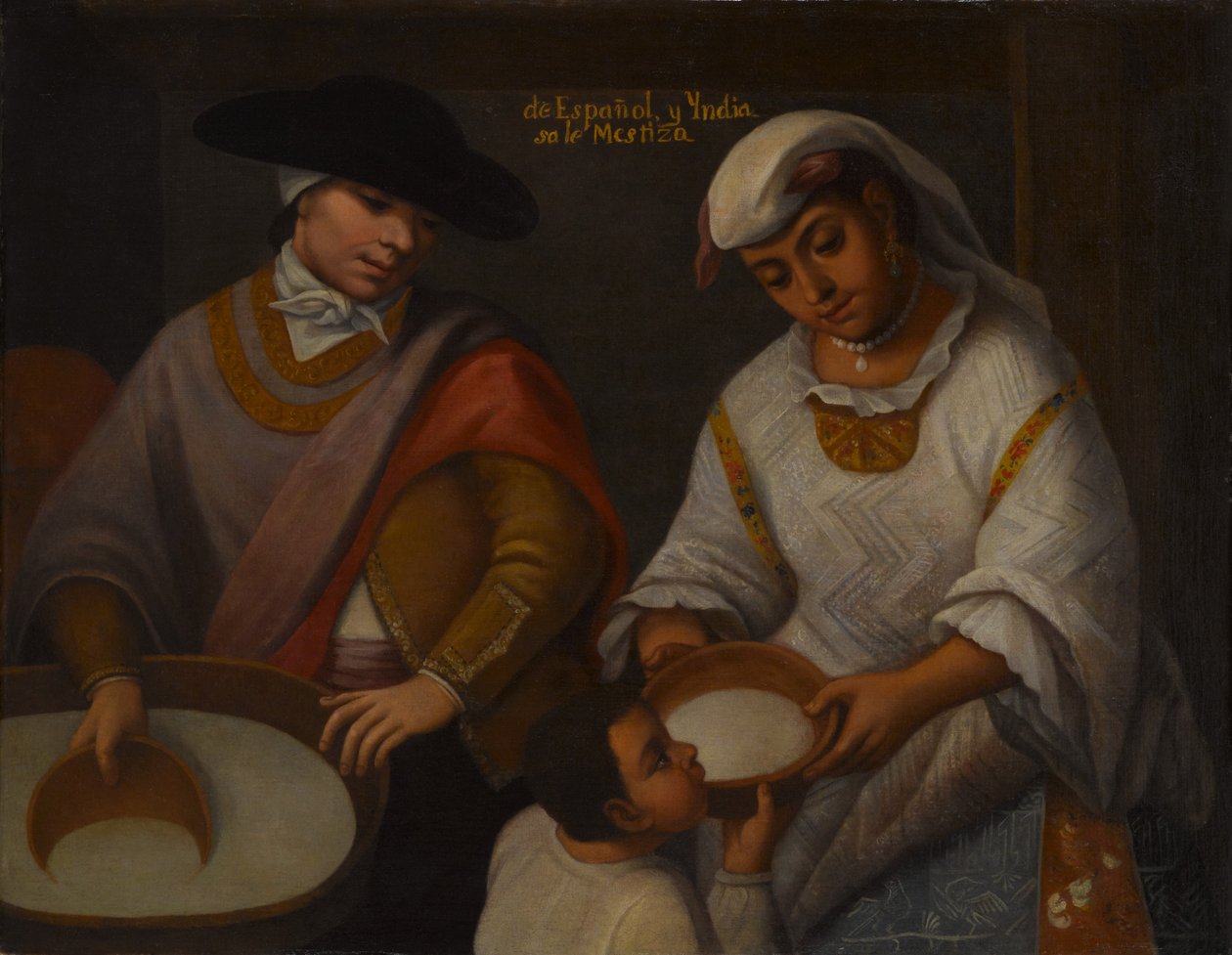 İspanyol ve Hint kökenli, Mestizo (De Español y Hindistan satışı Mestizo), 18. yüzyılın başlarında by Mexican School