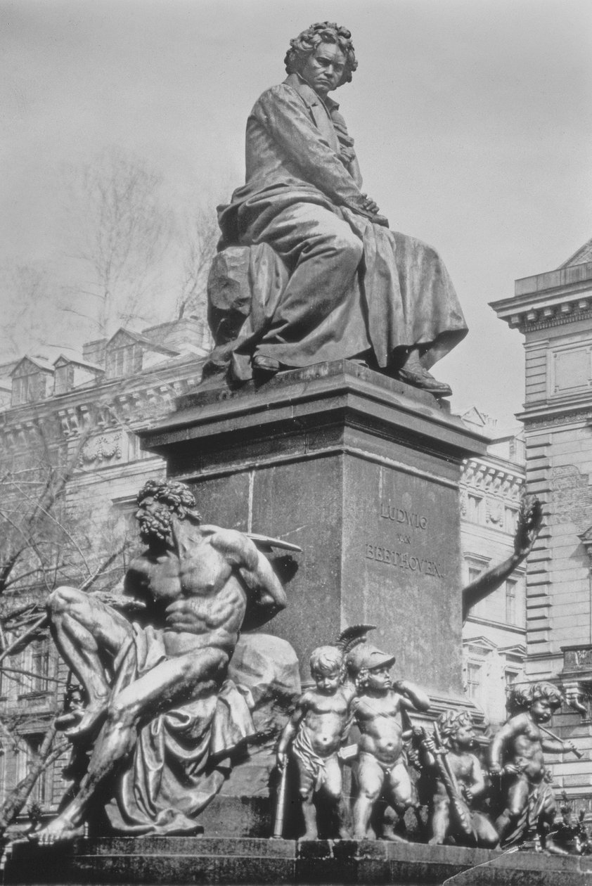 Monument to Ludwig van Beethoven, the composer seated on a pedestal above figures alluding to the Ninth Symphony, by Kaspar Ritter von Zumbusch (1830-1915), 1880 (bronze)  by Austrian School