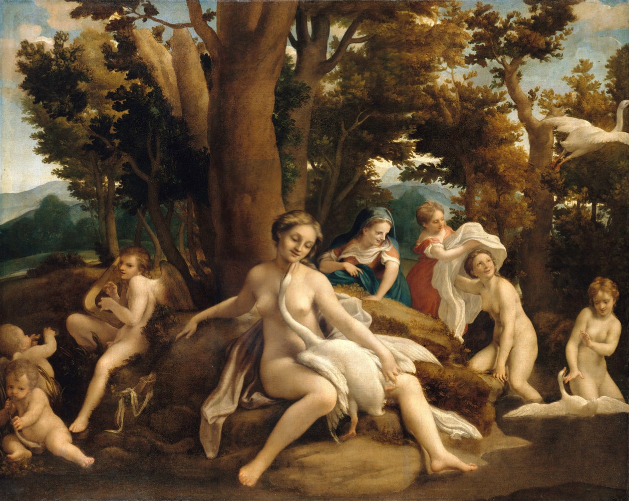 Leda ve Kuğu by Antonio da Correggio