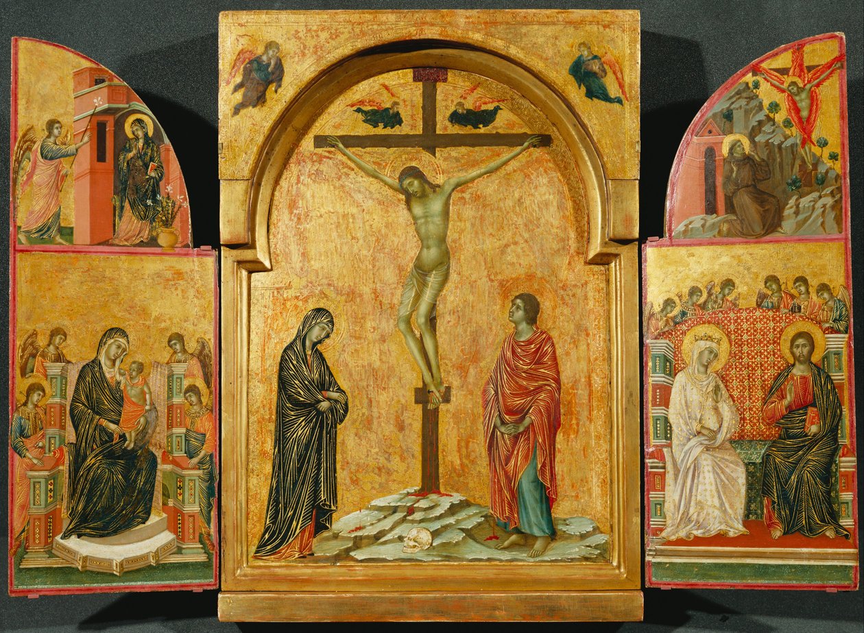 Üç Parçalı- Çarmıha Gerilme ve Diğer Sahneler by Duccio di Buoninsegna