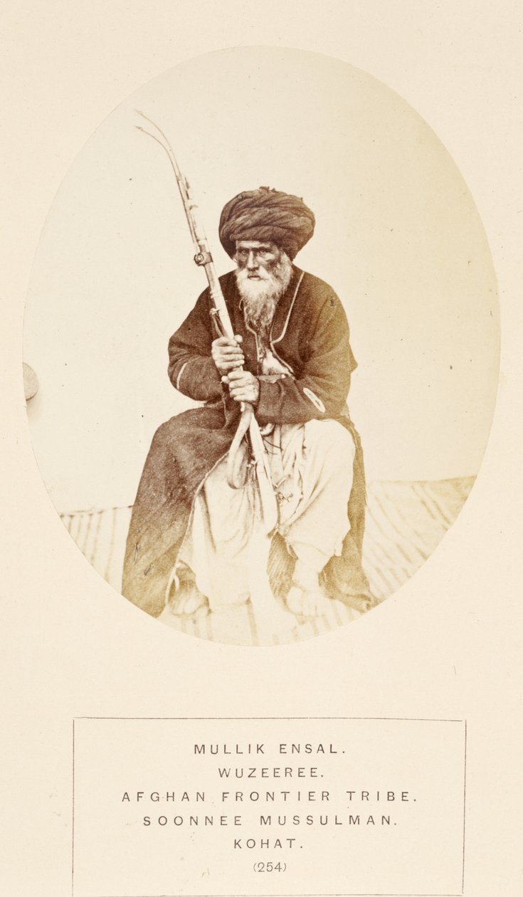 Mullik Ensal, Wuzeeree kabilesinden Afgan Frontier Tribe, Kohat, from The People of India, J. Forbes Watson, 1868 yayınlandı (albüm baskısı) by English Photographer