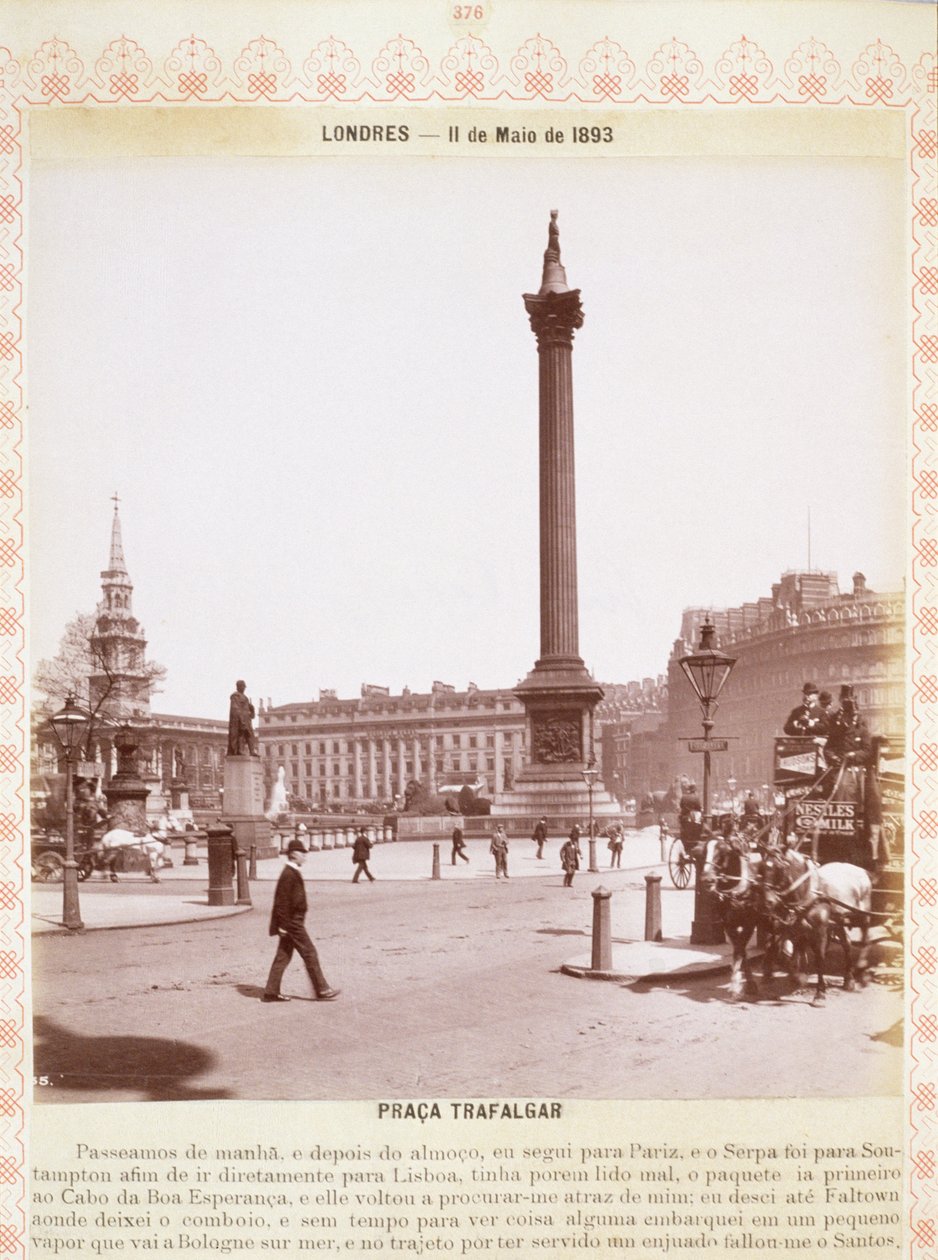 Nelsons Sütunu, Trafalgar Meydanı, c.1893 by English Photographer