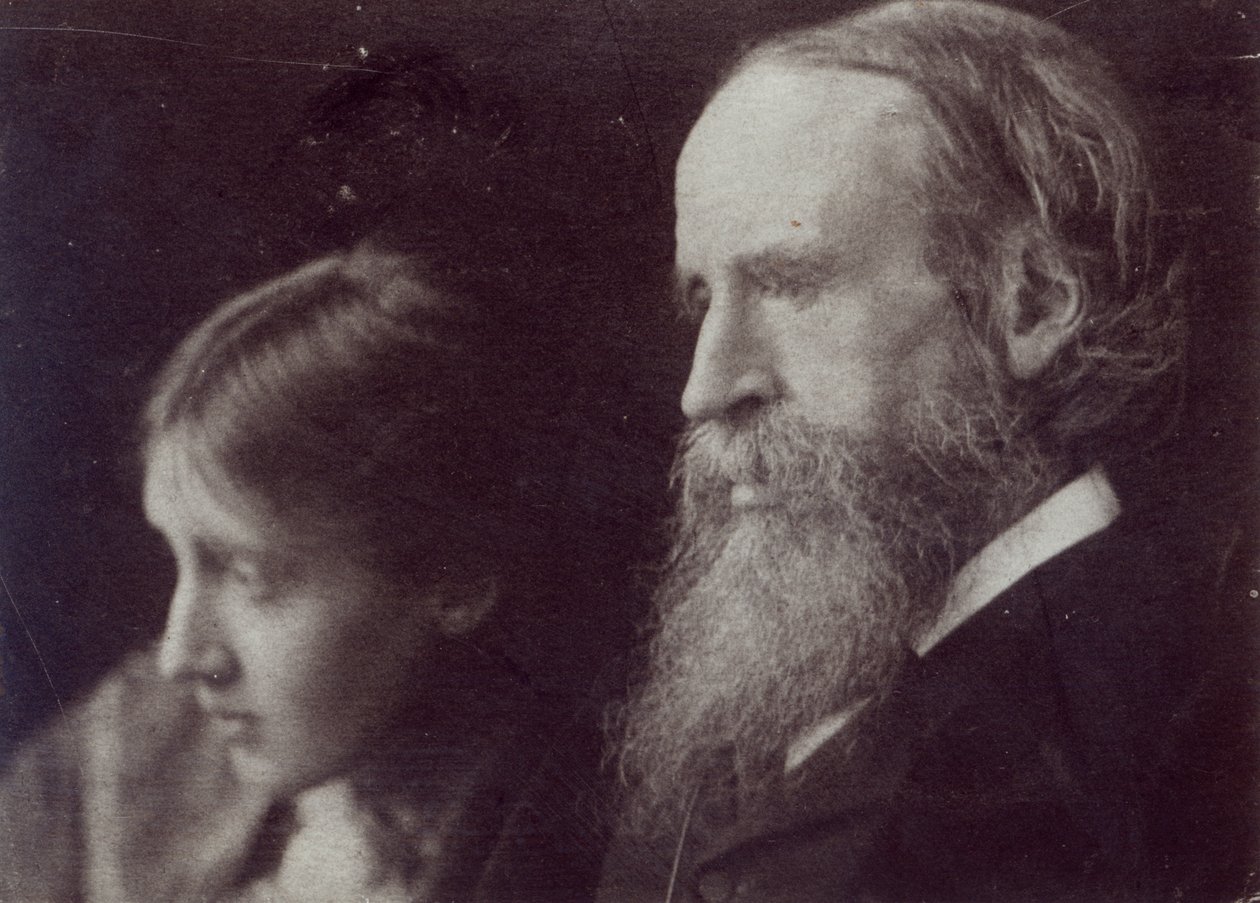 Virginia Woolf ve babası Sir Leslie Stephen, c.1903 (bw fotoğraf) by English Photographer