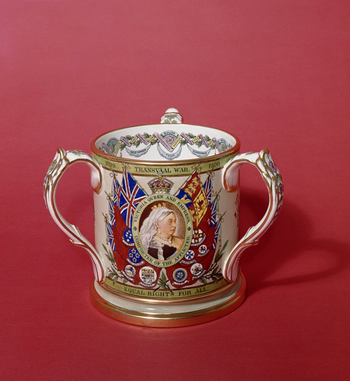 1899-1900 Transvaal Savaşı anısına üç kulplu Spode kupası (seramik) by English School