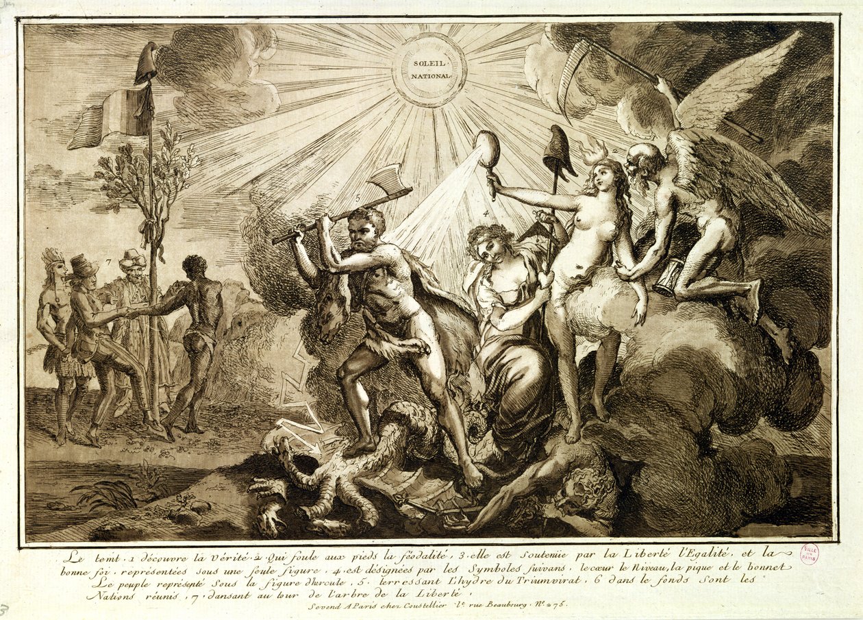 Zaman Baba, Feodalizmi çiğneyen Gerçeği keşfeder, c.1792-93 by French School