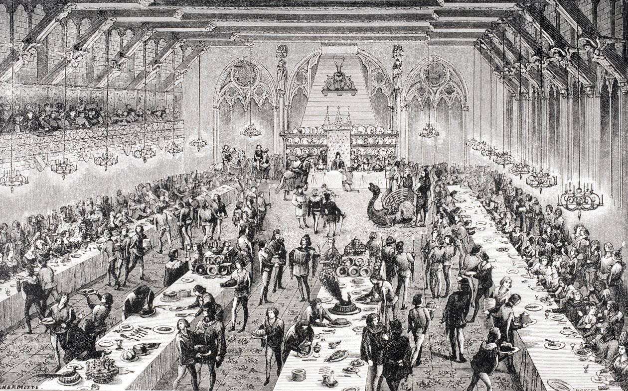 14. yüzyılda Fransız Sarayında Büyük Tören Ziyafeti, M. Viollet-Leduc tarafından 