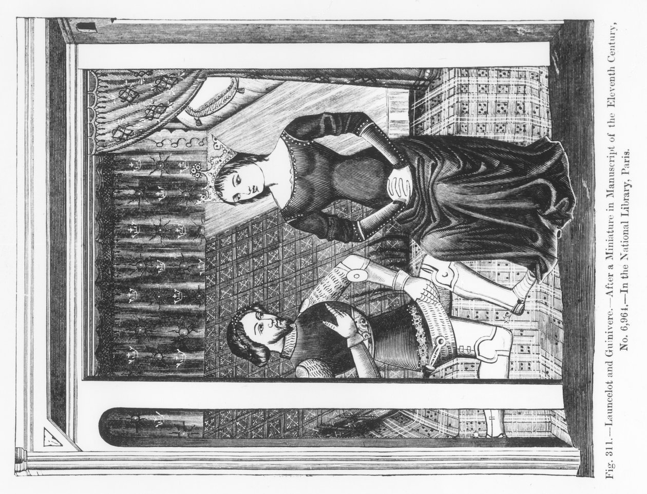 Lancelot ve Guinivere, Arthur Efsanesini içeren bir el yazmasından, 