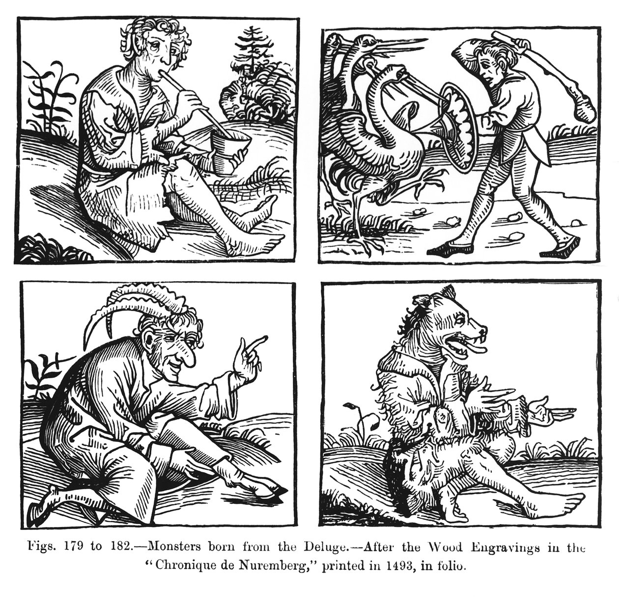 Monsters born from the Deluge, after the wood engravings in the 