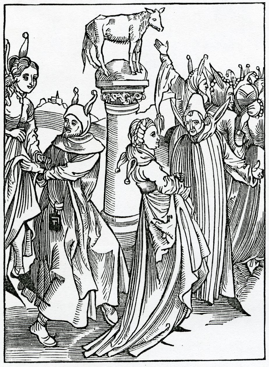 Of lepynges and dauncis and folys that pas theyr tyme in suche vanyte, illustration from Alexander Barclay