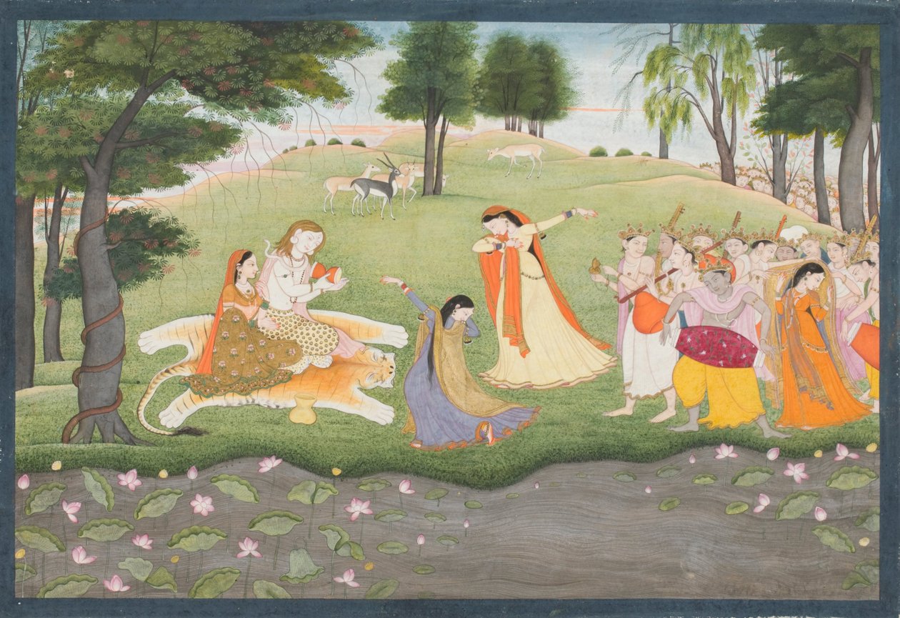 Tanrılar Shiva ve Parvati için Şarkı Söyler ve Dans Eder by Khushala