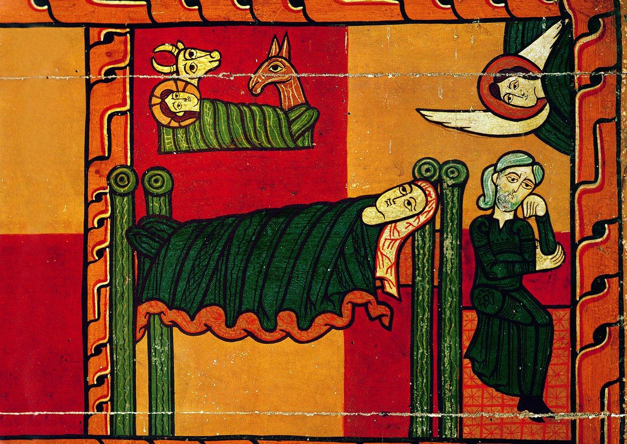 Doğuş, bir mihraptan yan panel, Katalanca (ahşap panel üzerine yağlı boya) by Spanish School