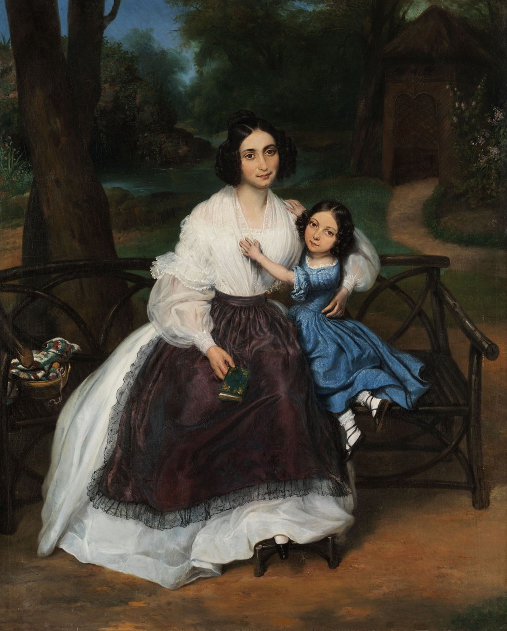 Biedermeier kızı olan genç bir kadının portresi. by Unknown