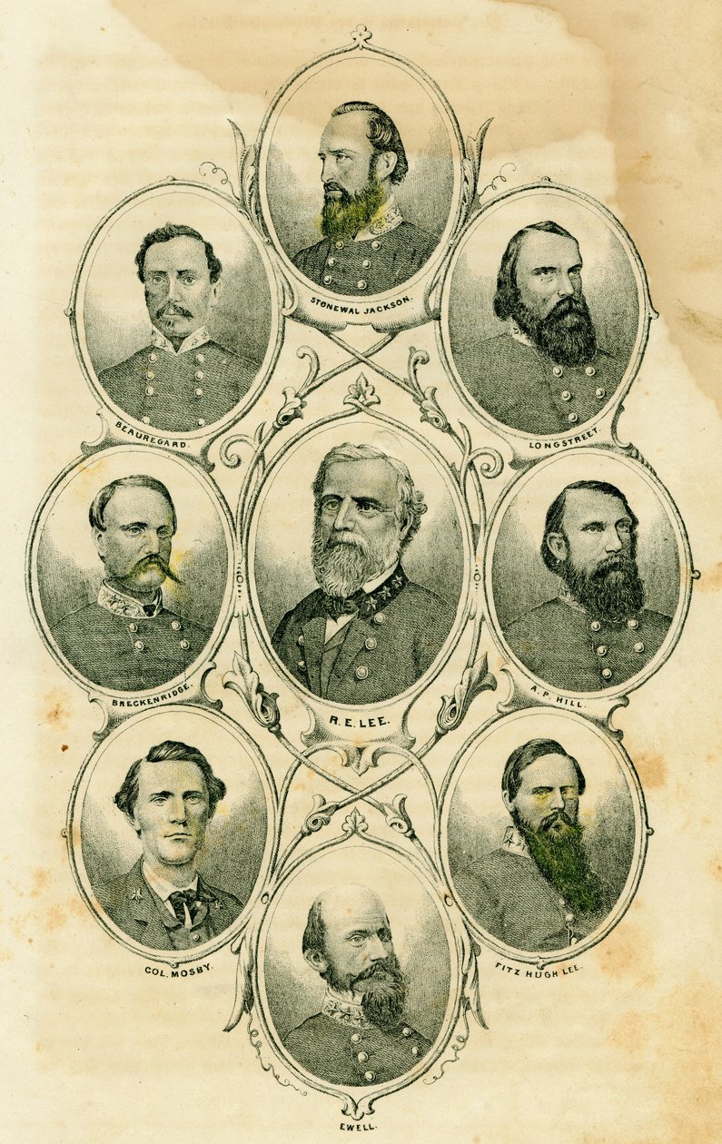 Konfederasyon Generalleri (Denekler arasında Generaller Stonewall Jackson, Longstreet, A.P. Hill, Fitzhugh Lee, Ewell, Greckenridge, Beauregard ve Lee ve Col. Mosby bulunur) by Unknown