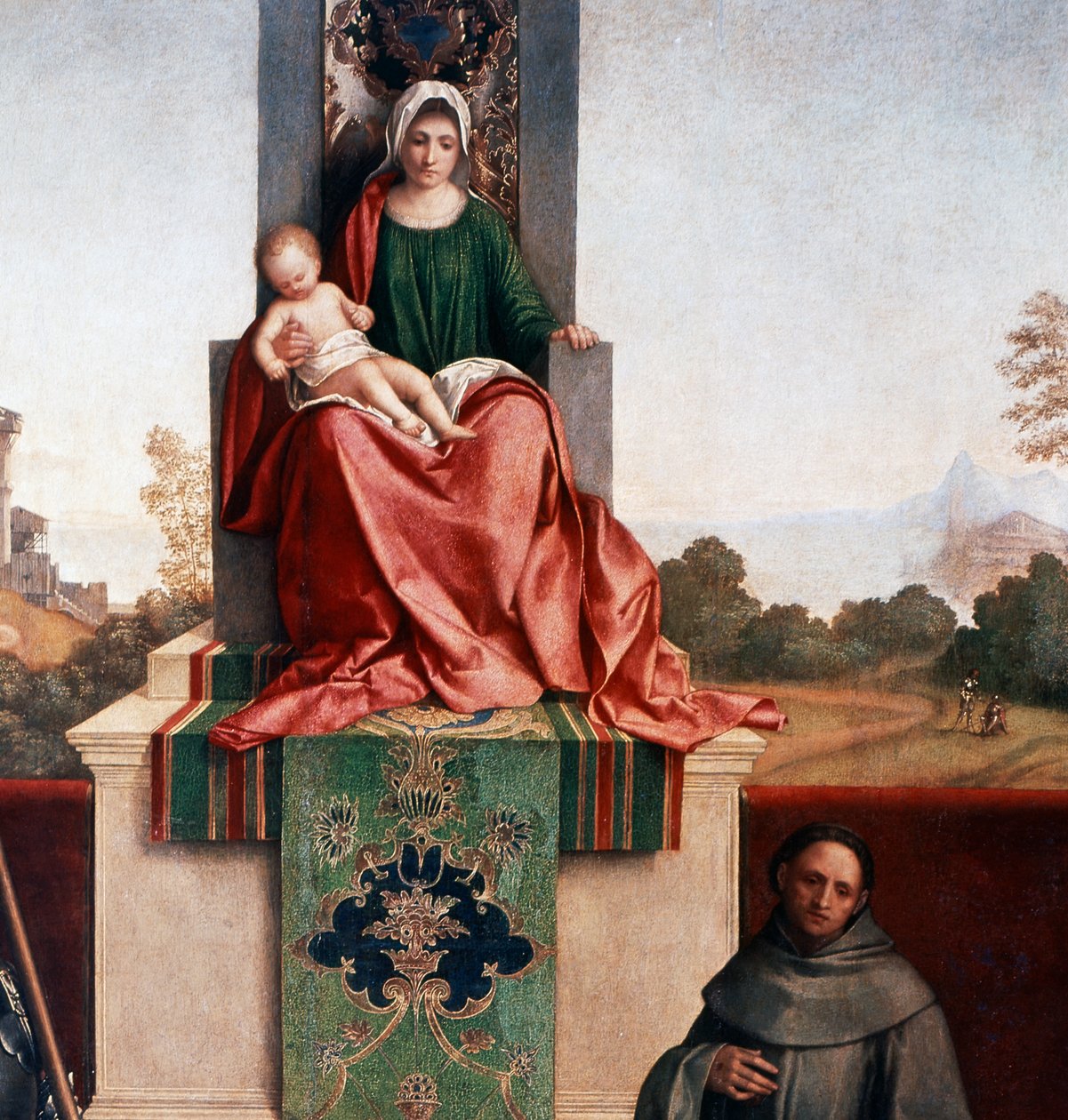 Aziz Nicasius ve Aziz Francis arasında Madonna ve Çocuk, aynı zamanda Castelfranco Madonna olarak da bilinir, c.1502 (panelde tempera) by Giorgione
