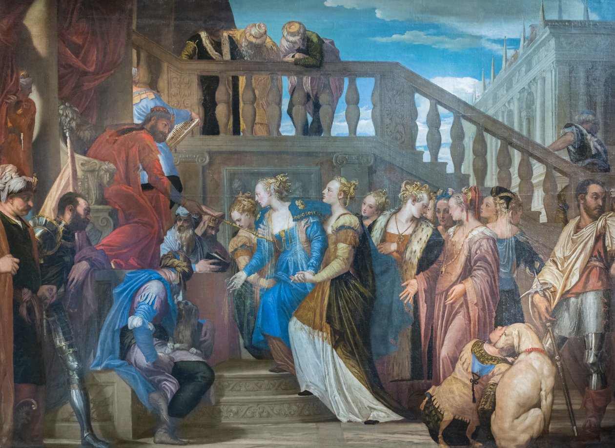 Esther ve Ahasuerus, 1560-69 (tuval üzerine yağlıboya) by (1528 88) Veronese