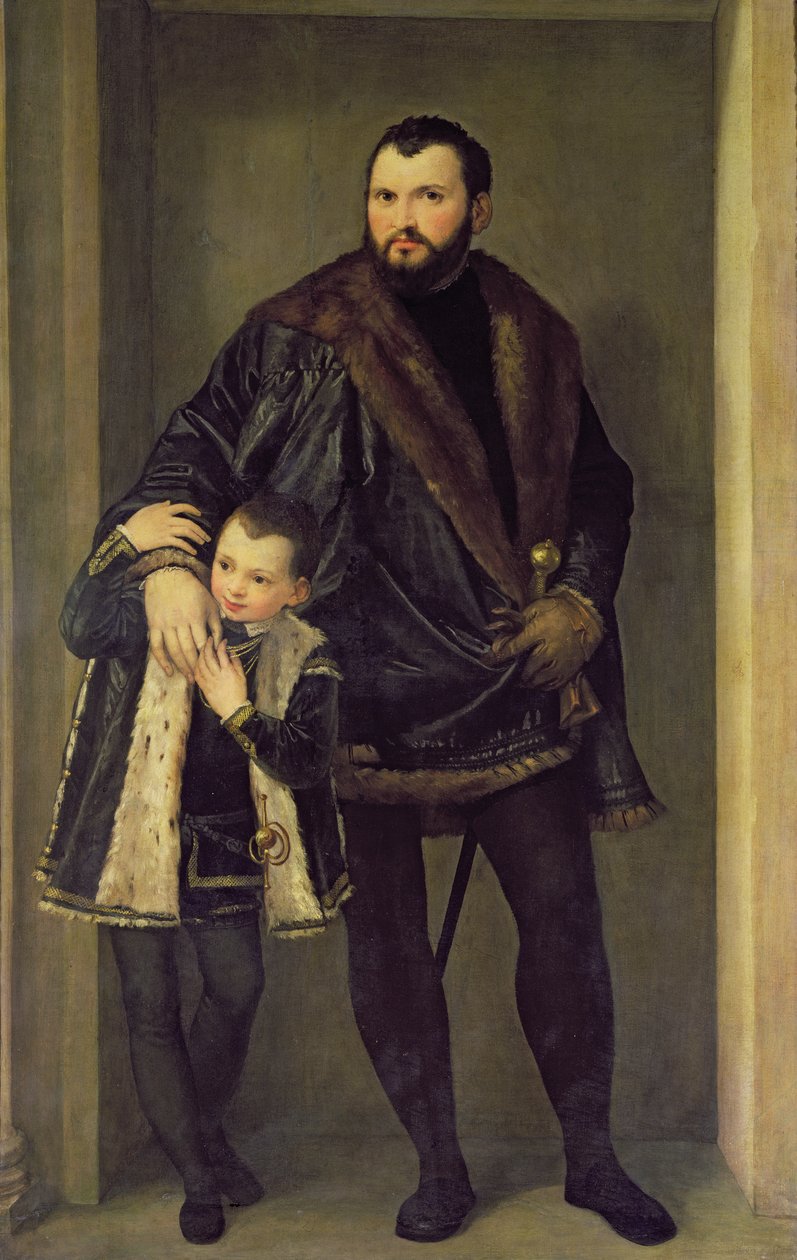 Giuseppe da Porto ve Oğlu Adriano, c.1555 (tuval üzerine yağlı boya) by Veronese