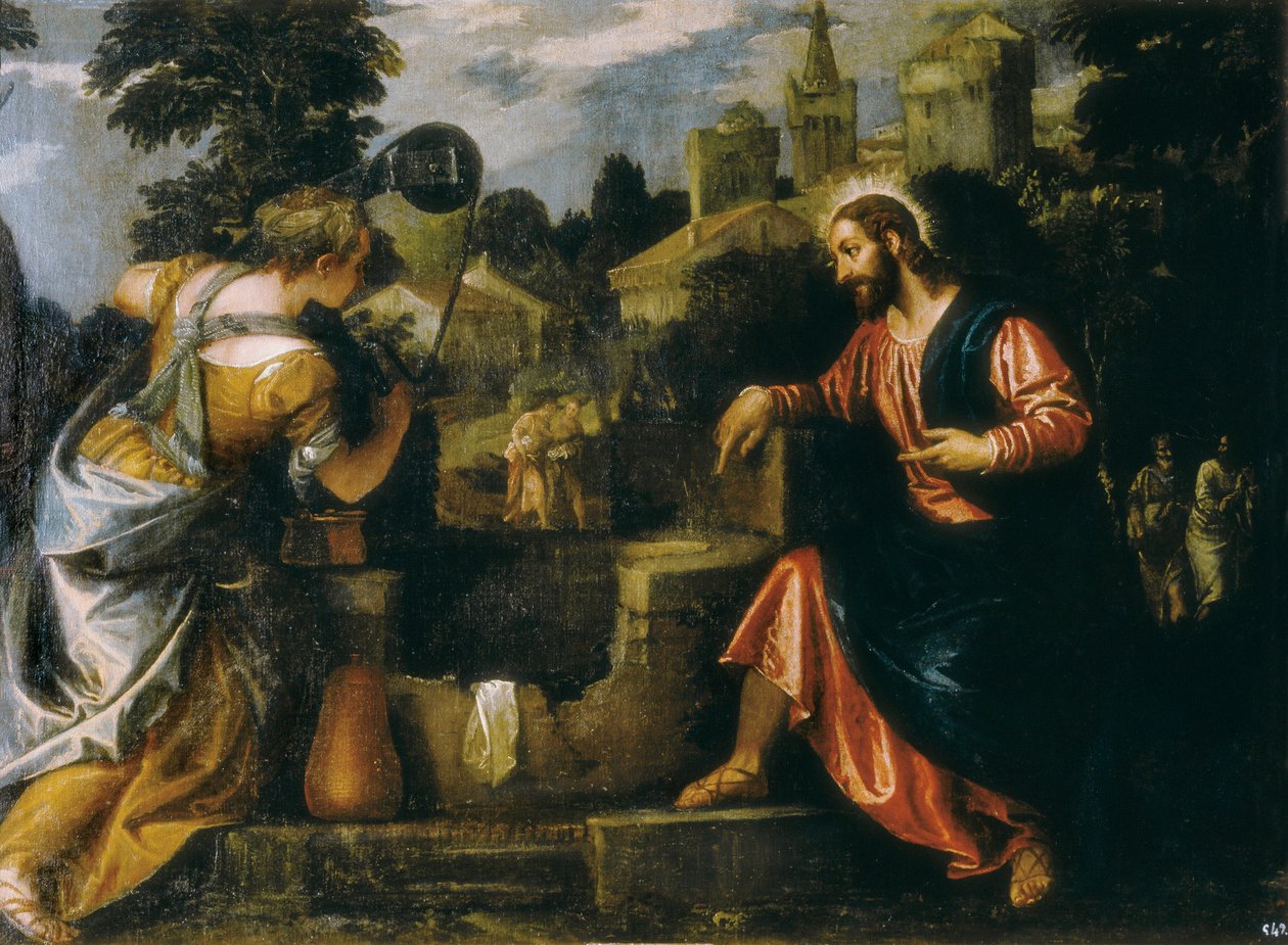 Kuyudaki İsa ve Samiriyeli kadın. Paolo Caliari tarafından yapılan resim, Paolo Veronese (1528-1588), 1580 dedi. Gerçek Monasterio de San Lorenzo de El Escorial. by Veronese