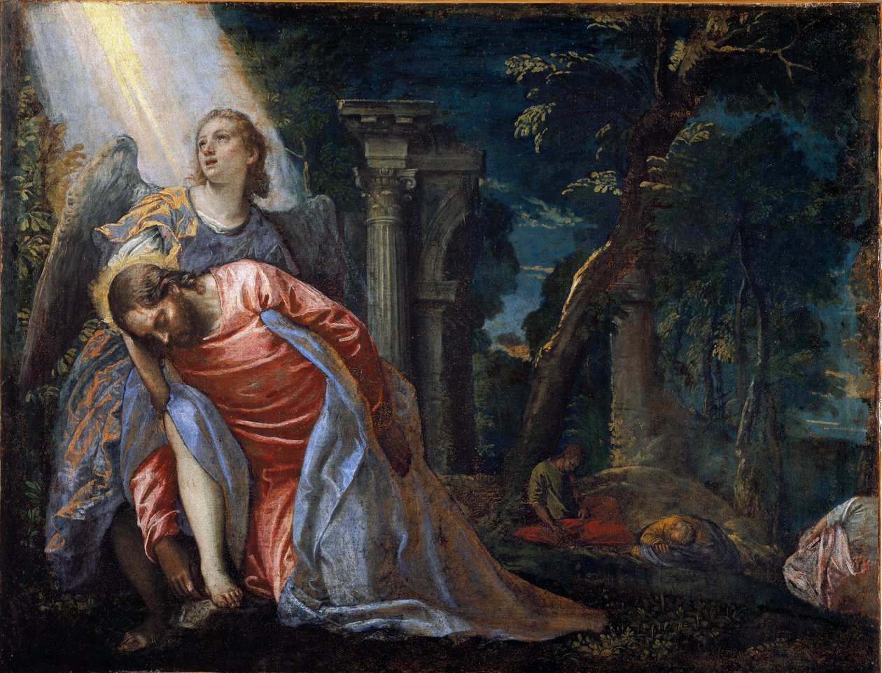 Bir melek tarafından desteklenen bahçedeki İsa. Paolo Caliari dit Paolo Veronese (1528-1588), yaklaşık by Veronese