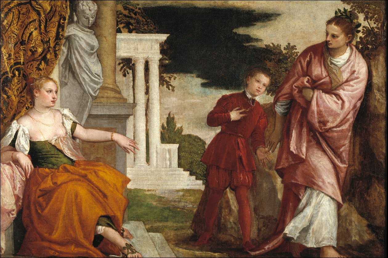 Ahlak ile Erdem Arasında Genç Adam - Erdem ile Ahlak Arasında Genç Adam - Veronese, Paolo (1528-1588) - yaklaşık 1581 - Tuval üzerine yağlı boya - 102x153 - Prado Müzesi, Madrid by Veronese