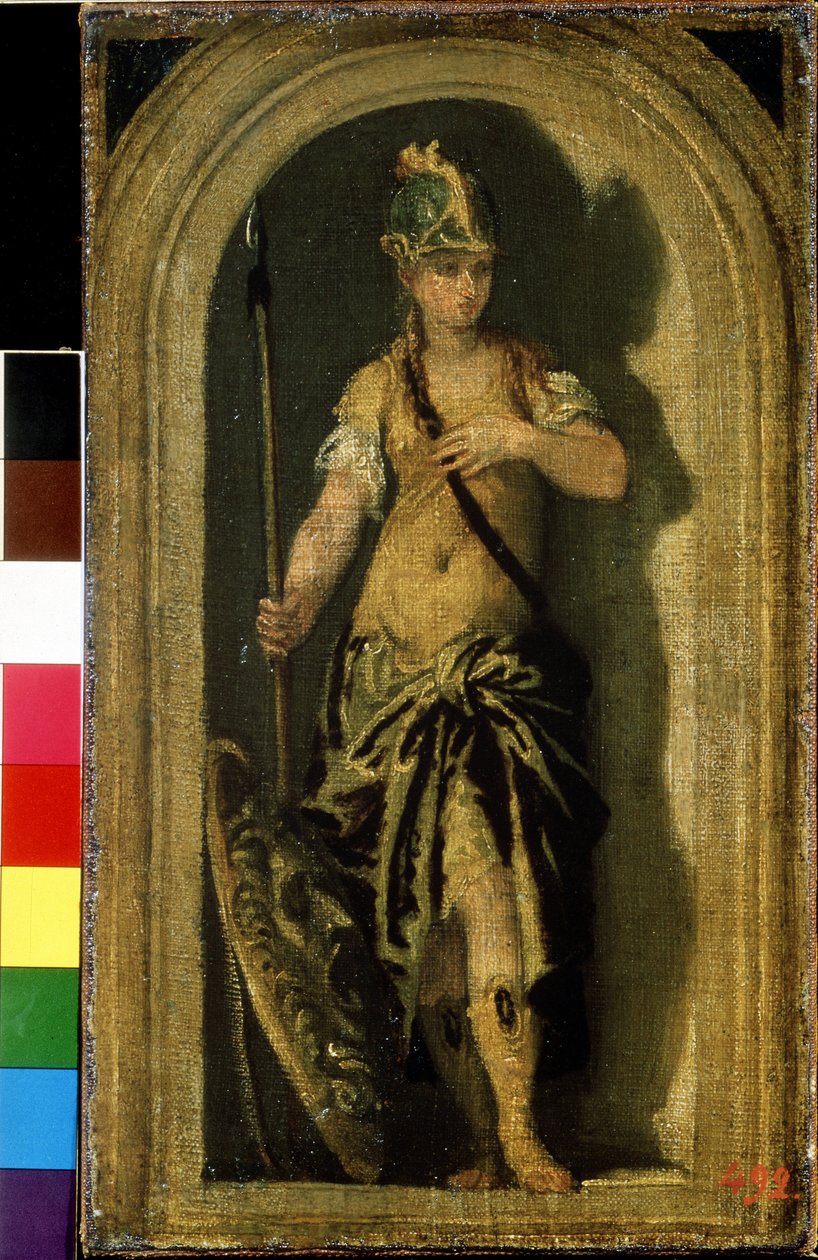 Minerva (Minerca). Yanında, Gorgon Medusa