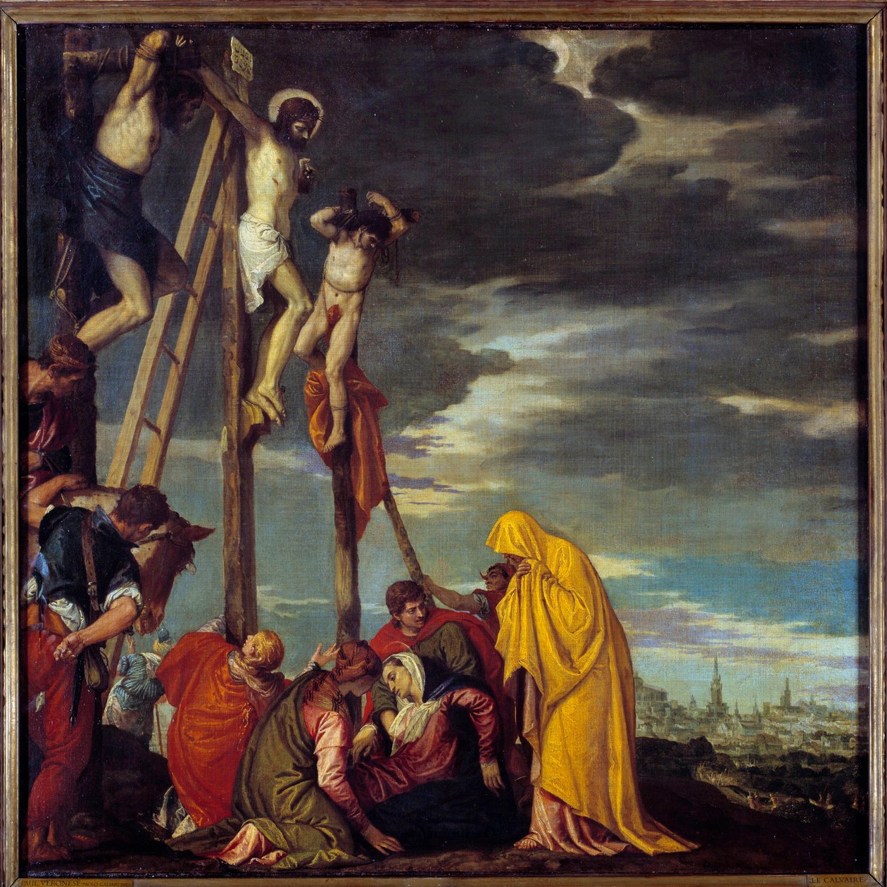 Paolo Caliari dit Paolo Veronese (1528-1588) tarafından Calvary Tablosu 16. yüzyıl Güneşi. 1,02x1,02 m by Veronese