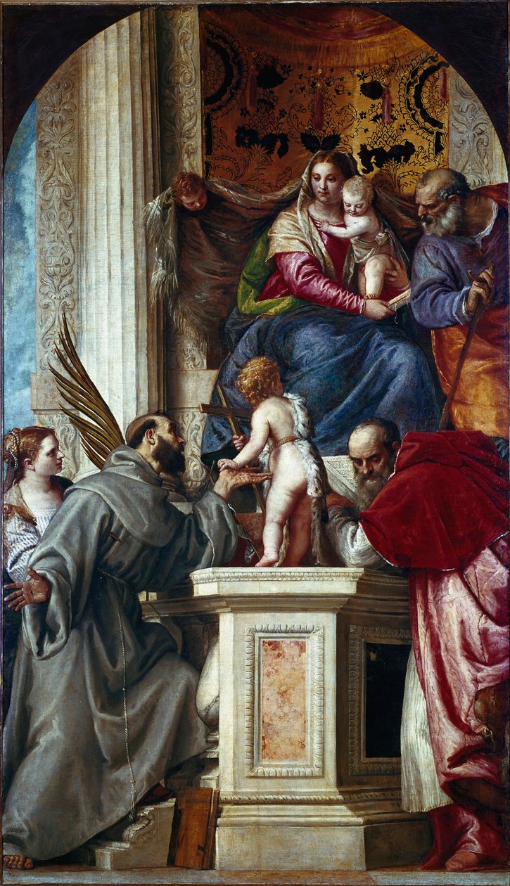 Azizlerle Kutsal Aile (Pala di San Zaccaria veya Aziz Zekeriya Sunağı olarak bilinen Kutsal Konuşma). Paolo Caliari Paolo Veronese