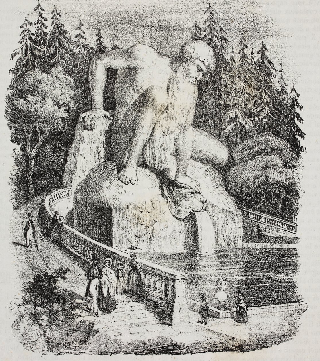 Apennines Heykeli (Giambologna tarafından) Villa Demidoff (Pratolino Villa Medicea), Vaglia, Toskana, İtalya, Poliorama Pittoresco