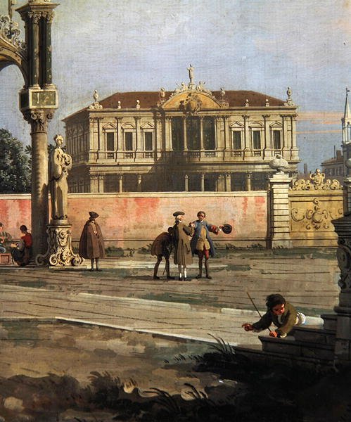 Bir Şehir Evi ve bir meydandan detay (tuval üzerine yağlı boya) by Canaletto