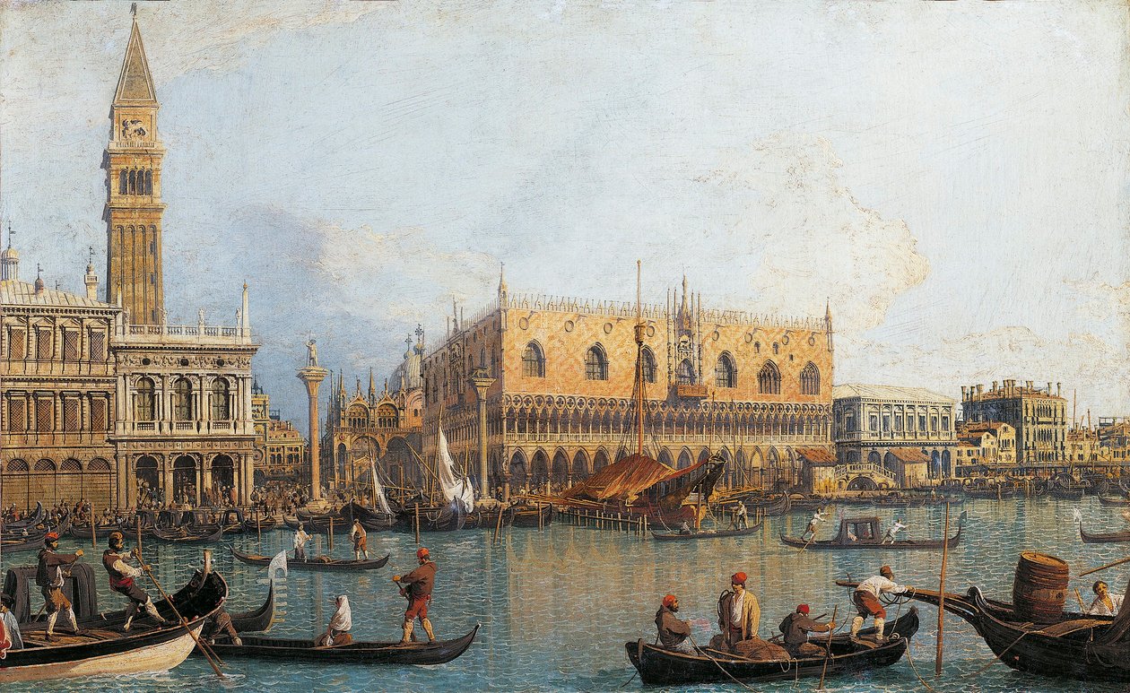 İtalya, Floransa, Venedik'teki Ducal Sarayı'nın boyalı görünümü (resim) by (1697 1768) Canaletto