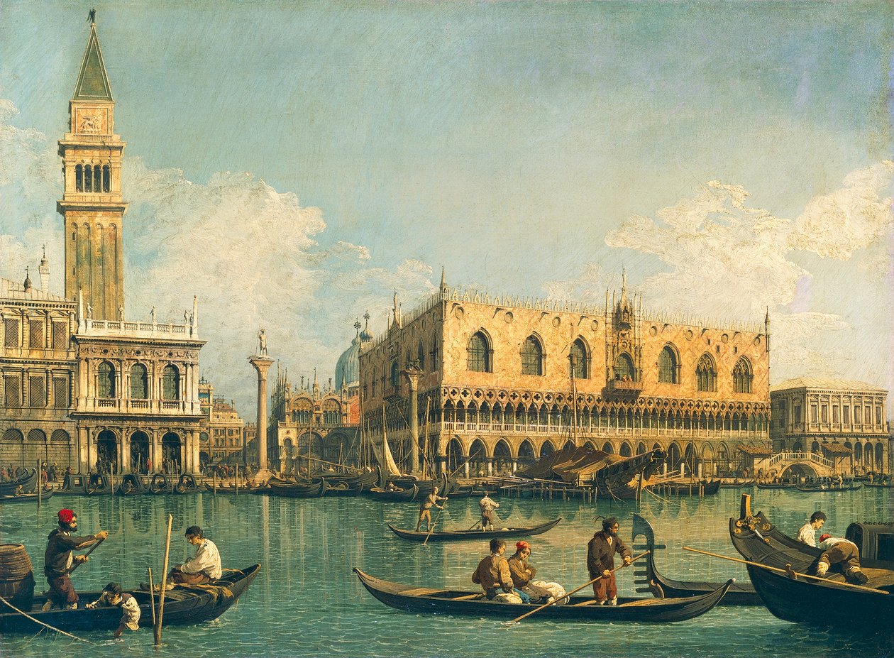 Canaletto (1697-1768) adıyla bilinen Giovanni Antonio Canal'ın Yükseliş Günü'nde Bacino di San Marco'dan Molo, tuval üzerine yağlıboya, 53,5x71 cm, 1730-1735 by (1697 1768) Canaletto