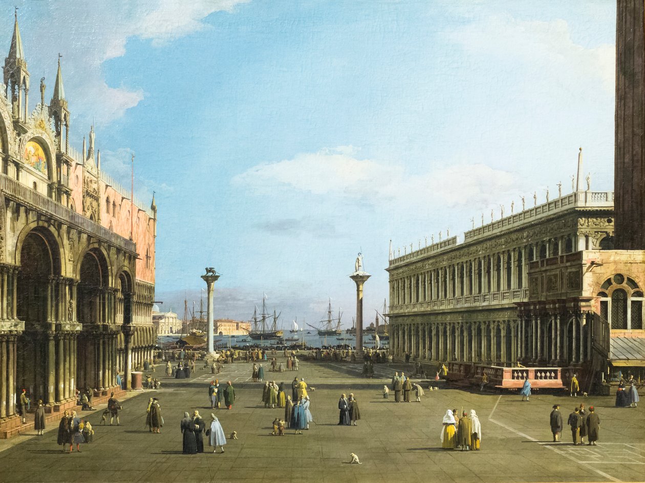 Venedik, San Marco Kütüphanesi ile Piazzetta by (1697 1768) Canaletto