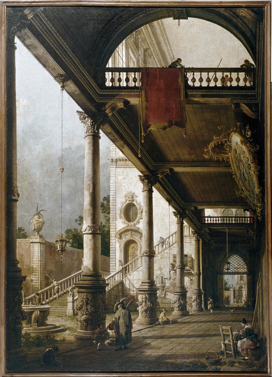 Sütunlu ve avlulu Capriccio (tuval üzerine yağlı boya by Canaletto
