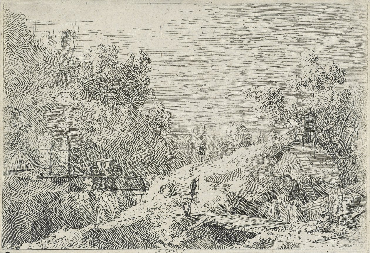 Beş Köprülü Manzaralar, tarihsiz (gravür) by Canaletto