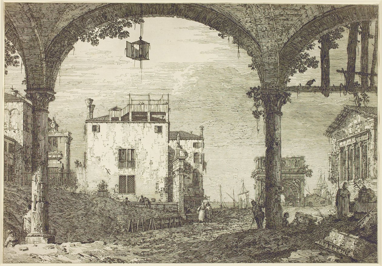 Fener Portico, c.1744 (gravür) by Canaletto