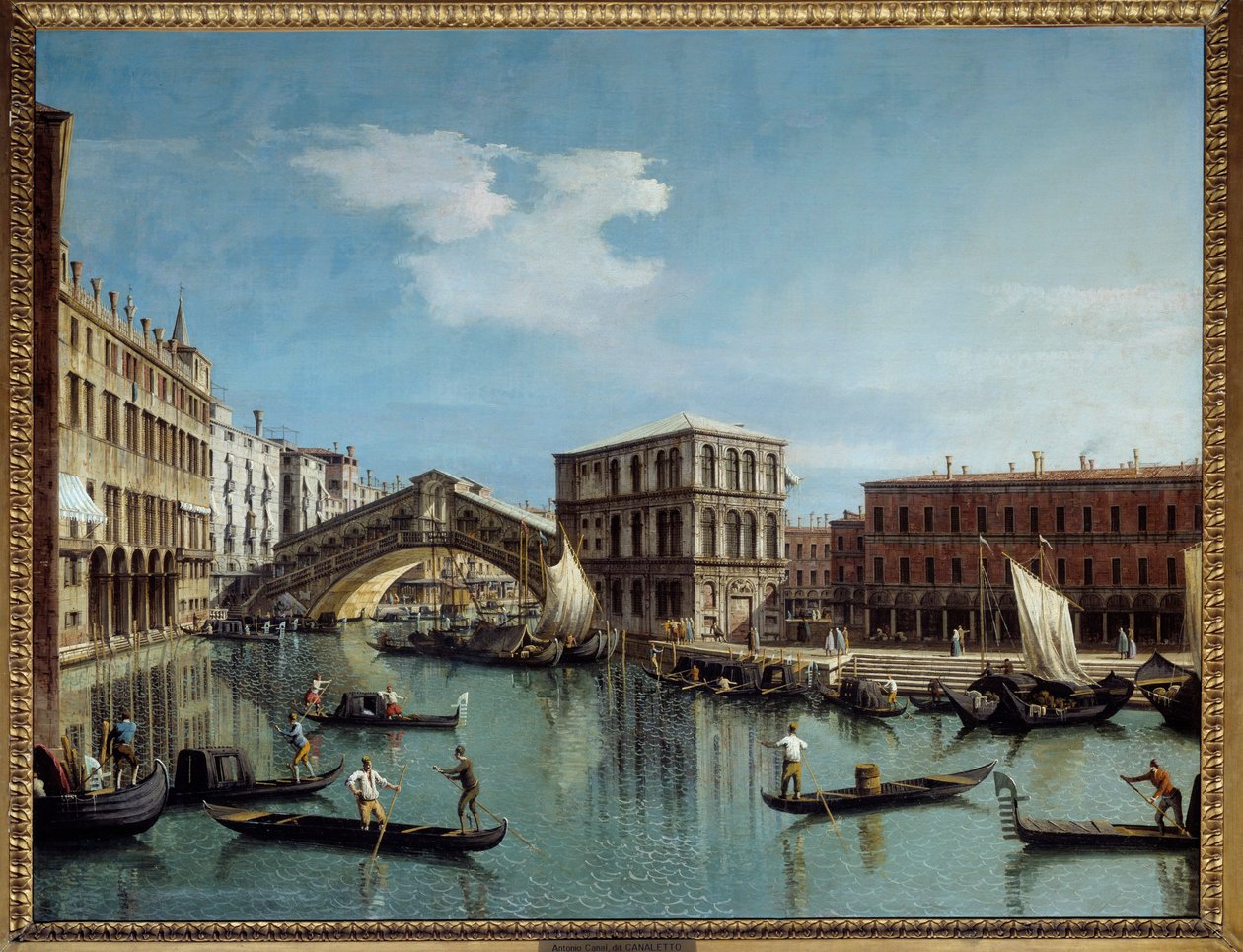 Le pont du Rialto a Venedik Tablosu Antonio Canal Dit Il Canaletto (1697-1768) 18. yüzyıl Güneşi. 1,19x1,54 m - Venedik