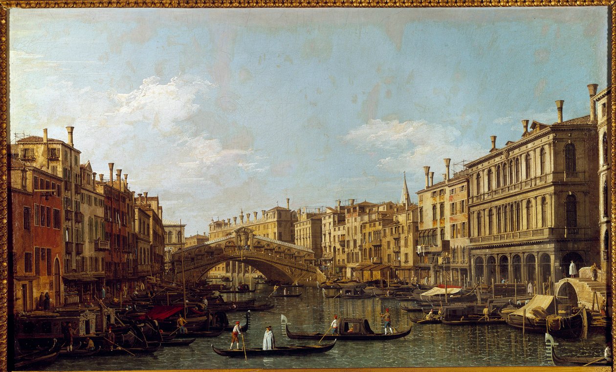 Büyük Kanal ve Köprü Rialto a Venedik Tablosu Antonio Canal dit Il Canaletto (1697-1768) 18. yüzyıl Paris, Musee Jacquemart Andre by Canaletto