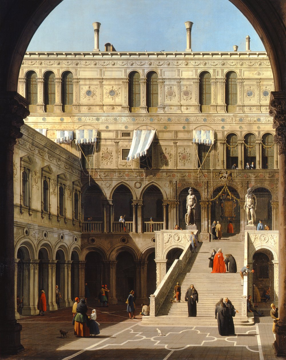 Venedik, Ducal Sarayı, Scala dei Giganti, c.1740 (tuval üzerine yağlı boya) by Canaletto