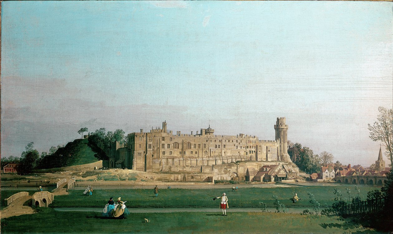 Canaletto (1697-1768) 1751 olarak bilinen Giovanni Antonio Kanalı tarafından Warwick Kalesi Resminin görünümü. Güneş. 72x42 cm İngiltere, Warwick Kalesi Koleksiyonu by Canaletto
