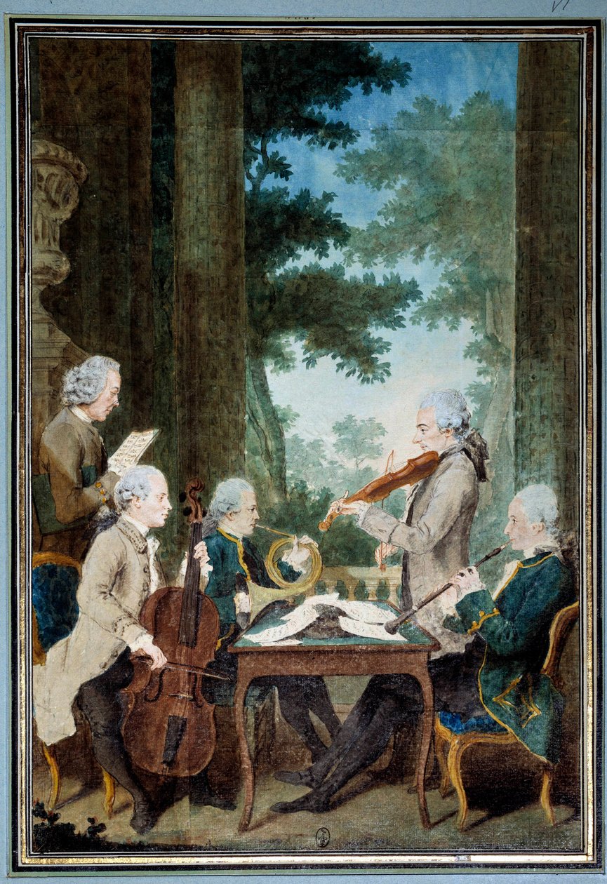 Beyler Duport, Vachon, Rodolphe, Provers ve Vernier Bir grup müzisyenin bir konser sırasındaki portresi. Louis Carrogis (1717-1806) tarafından Carmontelle
