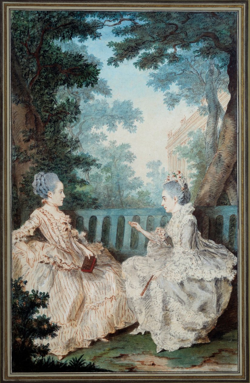 Madame de Breget ve Madame de Cassine Suluboya Louis carrogis dit Carmontelle (1717-1806) 18. yüzyıl. Paris, Karnaval Müzesi by Carmontelle