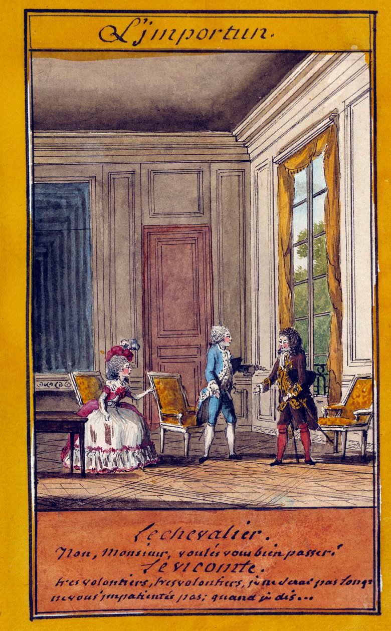 Bir dizi atasözünün istenmeyen İllüstrasyonu. Louis Carrogis ve Carmontelle (1717-1806) tarafından suluboya 18. yüzyıl. Chantilly, Conde Müzesi by Carmontelle